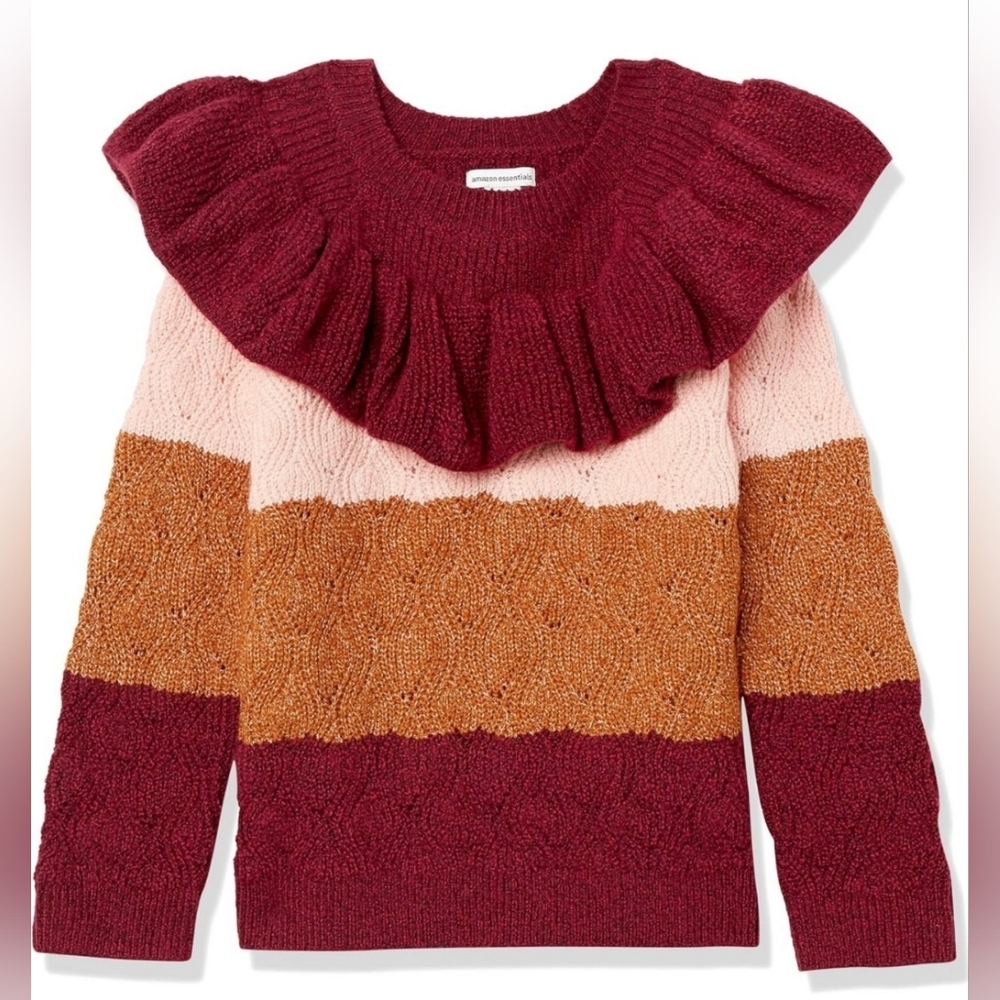 Amazon Essentials Girls Ruffle Sweater (L)